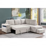 FLEXY Καναπές Αριστερή Γωνία - Κρεβάτι με Χώρους Αποθήκευσης φωτιζόμενο Ύφασμα Μπεζ c504174