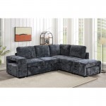 FLEXY Καναπές Αριστερή Γωνία - Κρεβάτι με Χώρους Αποθήκευσης φωτιζόμενο Ύφασμα Ανθρακί c504175