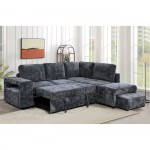 FLEXY Καναπές Αριστερή Γωνία - Κρεβάτι με Χώρους Αποθήκευσης φωτιζόμενο Ύφασμα Ανθρακί c504175