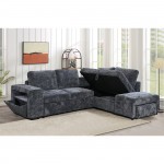 FLEXY Καναπές Αριστερή Γωνία - Κρεβάτι με Χώρους Αποθήκευσης φωτιζόμενο Ύφασμα Ανθρακί c504175