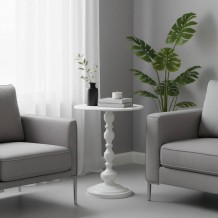 Βοηθητικό τραπέζι Anesor pakoworld μέταλλο σε κρεμ απόχρωση Φ40x52εκ c504188