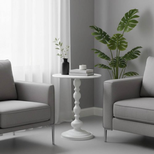 Βοηθητικό τραπέζι Anesor pakoworld μέταλλο σε κρεμ απόχρωση Φ40x52εκ c504188