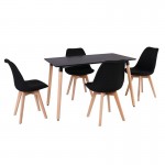 MARTIN Set Τραπεζαρία Τραπέζι 4 Καρέκλες MDF Μαύρο - Οξιά Φυσικό Ύφασμα Μαύρο c504195