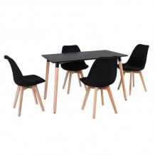 MARTIN Set Τραπεζαρία Τραπέζι 4 Καρέκλες MDF Μαύρο - Οξιά Φυσικό Ύφασμα Μαύρο c504195