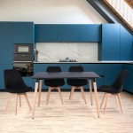 MARTIN Set Τραπεζαρία Τραπέζι 4 Καρέκλες MDF Μαύρο - Οξιά Φυσικό Ύφασμα Μαύρο c504195