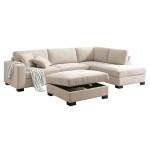 DORNO Καναπές Σαλονιού Αριστερή Γωνία με Αποθηκευτικό Σκαμπό Ύφασμα Μπεζ c504196