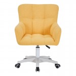 Καρέκλα γραφείου εργασίας Givole pakoworld σε κίτρινο μπουκλέ ύφασμα 55x55x75-84εκ c504210