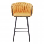 Σκαμπό μπαρ Vivian pakoworld κίτρινο βελούδο-πόδι μαύρο μέταλλο 57x50x100εκ SET 2τμχ c504212