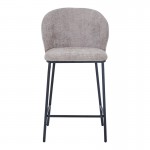 Σκαμπό μπαρ Karg pakoworld μπεζ ύφασμα-πόδι μαύρο μέταλλο 49x46x93εκ SET 2τμχ c504215