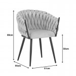 Πολυθρόνα Vivian pakoworld κίτρινο βελούδο-πόδι μαύρο μέταλλο 61x55x80εκ SET 2τμχ c504222