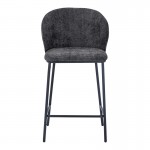 Σκαμπό μπαρ Karg pakoworld γκρι ύφασμα-πόδι μαύρο μέταλλο 49x46x93εκ SET 2τμχ c504223