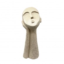 MOOD3 ΔΙΑΚΟΣΜΗΤΙΚΟ ΠΡΟΣΩΠΟ 18x18x45cm POLYRESIN ΜΠΕΖ c504232