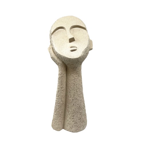 MOOD3 ΔΙΑΚΟΣΜΗΤΙΚΟ ΠΡΟΣΩΠΟ 18x18x45cm POLYRESIN ΜΠΕΖ c504232
