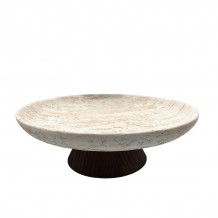 TRAVERTINO ΔΙΣΚΟΣ ΔΙΑΚΟΣΜΗΣΗΣ 30x30x10cm POLYRESIN STONE ΚΑΦΕ ΣΚΟΥΡΟ c504257