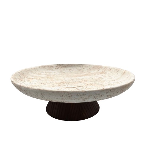 TRAVERTINO ΔΙΣΚΟΣ ΔΙΑΚΟΣΜΗΣΗΣ 30x30x10cm POLYRESIN STONE ΚΑΦΕ ΣΚΟΥΡΟ c504257