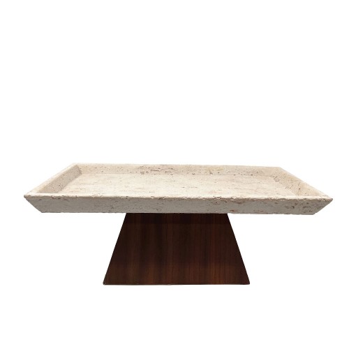 TRAVERTINO ΔΙΣΚΟΣ ΔΙΑΚΟΣΜΗΣΗΣ 31x17x12cm POLYRESIN STONE ΚΑΦΕ ΣΚΟΥΡΟ c504263