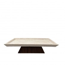 TRAVERTINO ΔΙΣΚΟΣ ΔΙΑΚΟΣΜΗΣΗΣ 40x22x9 5cm POLYRESIN STONE ΚΑΦΕ ΣΚΟΥΡΟ c504270