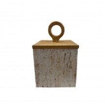 COPPER B ΔΟΧΕΙΟ ΑΠΟΘΗΚΕΥΣΗΣ ΜΕ ΚΑΠΑΚΙ 15x15x24cm POLYRESIN STONE ΦΥΣΙΚΟ c504271