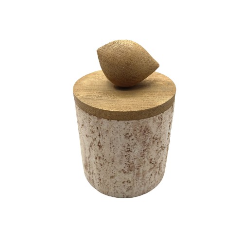 BIRDY ΔΟΧΕΙΟ ΑΠΟΘΗΚΕΥΣΗΣ ΜΕ ΚΑΠΑΚΙ 12x12x18cm POLYRESIN STONE ΦΥΣΙΚΟ c504277