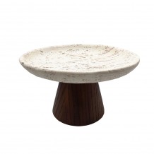 TRAVERTINO ΔΙΣΚΟΣ ΔΙΑΚΟΣΜΗΣΗΣ 22x22x13cm POLYRESIN STONE ΚΑΦΕ ΣΚΟΥΡΟ c504281