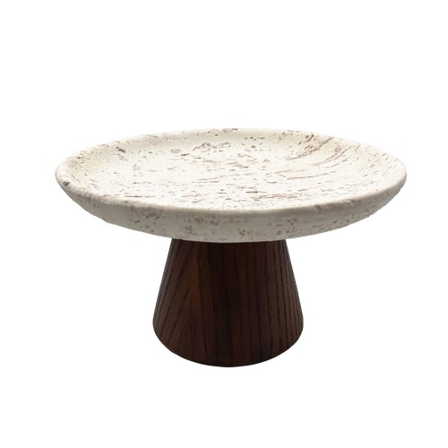 TRAVERTINO ΔΙΣΚΟΣ ΔΙΑΚΟΣΜΗΣΗΣ 22x22x13cm POLYRESIN STONE ΚΑΦΕ ΣΚΟΥΡΟ c504281