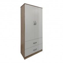 Ντουλάπα δίφυλλη με 2 συρτάρια Lego pakoworld σε oak-λευκή απόχρωση 80x42x180εκ c504493