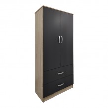 Ντουλάπα δίφυλλη με 2 συρτάρια Lego pakoworld σε oak-ανθρακί απόχρωση 80x42x180εκ c504494