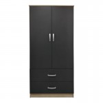 Ντουλάπα δίφυλλη με 2 συρτάρια Lego pakoworld σε oak-ανθρακί απόχρωση 80x42x180εκ c504494