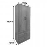 Ντουλάπα δίφυλλη με 2 συρτάρια Lego pakoworld σε oak απόχρωση 80x42x180εκ c504504