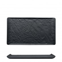 Πιατέλα πορσελάνης 34x20 5cm μαύρη PIETRA EFFETO M1934 Σετ 3 c504509