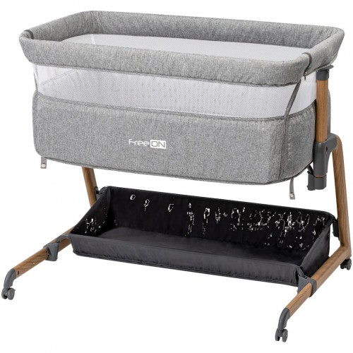 Κούνια λίκνο υφασμάτινο γκρι τροχήλατο 94x70xΥ78cm Σειρά Bliss FreeOn c504599