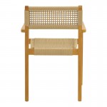 Πολυθρόνα Lengan pakoworld σκελετός teak ξύλο σε φυσική απόχρωση-μπεζ σχοινί 54x52x80εκ c504625