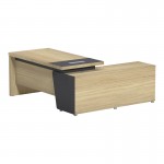 Γραφείο επαγγελματικό Lotus pakoworld αριστερή σε φυσική-ανθρακί απόχρωση 180x180x75εκ c504633