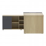 Γραφείο επαγγελματικό Lotus pakoworld αριστερή σε φυσική-ανθρακί απόχρωση 180x180x75εκ c504633