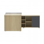 Γραφείο επαγγελματικό Lotus pakoworld με δεξιά γωνία σε φυσική-ανθρακί απόχρωση 160x160x75εκ c504639