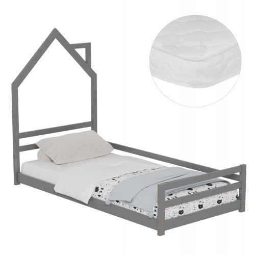 ΚΡΕΒΑΤΙ ΠΑΙΔΙΚΟ ΜΕ ΣΤΡΩΜΑ HOUSER HM21301 01 ΞΥΛΟ ΠΕΥΚΟΥ ΣΕ ΓΚΡΙ--ΣΤΡΩΜΑ 90x190εκ c504667