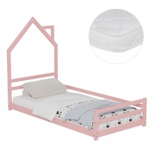 ΚΡΕΒΑΤΙ ΠΑΙΔΙΚΟ ΜΕ ΣΤΡΩΜΑ HOUSER HM21301 02 ΞΥΛΟ ΠΕΥΚΟΥ ΣΕ ΡΟΖ--ΣΤΡΩΜΑ 90x190εκ c504668