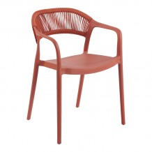 Πολυθρόνα Ankara pakoworld στοιβαζόμενη pp-pe rattan σε terracotta απόχρωση 54x55 5x77εκ c506977