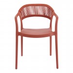Πολυθρόνα Ankara pakoworld στοιβαζόμενη pp-pe rattan σε terracotta απόχρωση 54x55 5x77εκ c506977