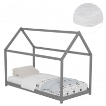 ΚΡΕΒΑΤΙ ΠΑΙΔΙΚΟ ΜΕ ΣΤΡΩΜΑ PEPE HM21302 02 ΞΥΛΟ ΠΕΥΚΟΥ ΣΕ ΓΚΡΙ--ΣΤΡΩΜΑ 90x190εκ c506995