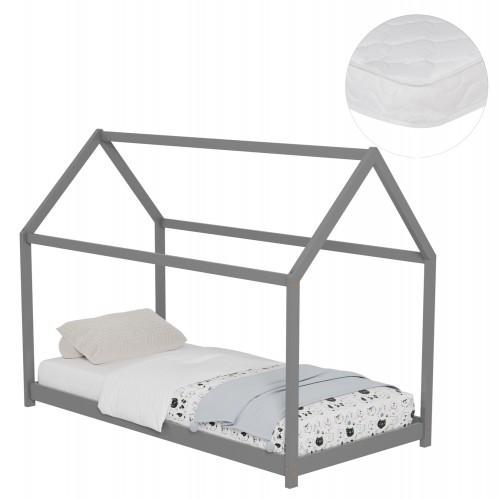 ΚΡΕΒΑΤΙ ΠΑΙΔΙΚΟ ΜΕ ΣΤΡΩΜΑ PEPE HM21302 02 ΞΥΛΟ ΠΕΥΚΟΥ ΣΕ ΓΚΡΙ--ΣΤΡΩΜΑ 90x190εκ c506995