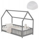 ΚΡΕΒΑΤΙ ΠΑΙΔΙΚΟ ΜΕ ΣΤΡΩΜΑ PHYLLIS HM21304 02 ΞΥΛΟ ΠΕΥΚΟΥ ΣΕ ΓΚΡΙ--ΣΤΡΩΜΑ 90x190εκ c507001