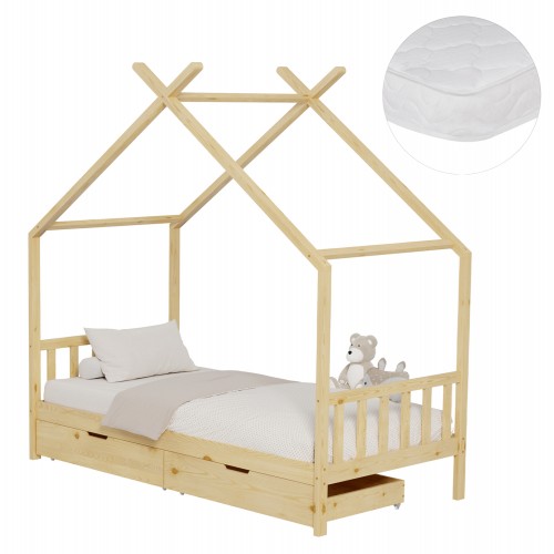 ΚΡΕΒΑΤΙ ΠΑΙΔΙΚΟ ΜΕ ΣΤΡΩΜΑ KLARICE HM21305 ΞΥΛΟ ΠΕΥΚΟΥ ΣΕ ΦΥΣΙΚΟ--ΣΤΡΩΜΑ 90x190εκ c507002