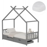 ΚΡΕΒΑΤΙ ΠΑΙΔΙΚΟ ΜΕ ΣΤΡΩΜΑ KLARICE HM21305 02 ΞΥΛΟ ΠΕΥΚΟΥ ΣΕ ΓΚΡΙ--ΣΤΡΩΜΑ 90x190εκ c507004