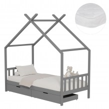 ΚΡΕΒΑΤΙ ΠΑΙΔΙΚΟ ΜΕ ΣΤΡΩΜΑ KLARICE HM21305 02 ΞΥΛΟ ΠΕΥΚΟΥ ΣΕ ΓΚΡΙ--ΣΤΡΩΜΑ 90x190εκ c507004