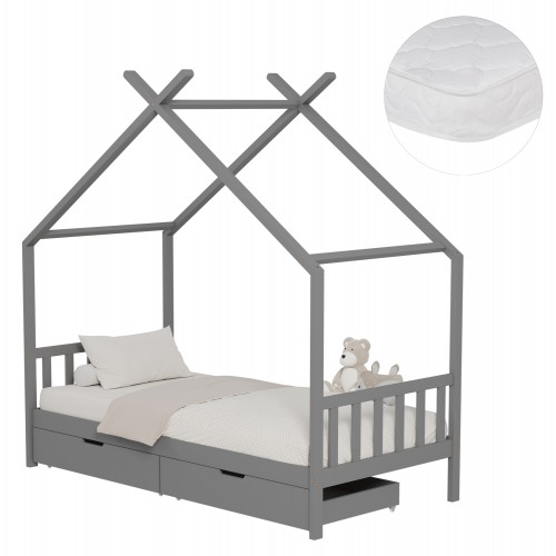 ΚΡΕΒΑΤΙ ΠΑΙΔΙΚΟ ΜΕ ΣΤΡΩΜΑ KLARICE HM21305 02 ΞΥΛΟ ΠΕΥΚΟΥ ΣΕ ΓΚΡΙ--ΣΤΡΩΜΑ 90x190εκ c507004