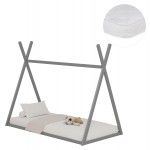 ΚΡΕΒΑΤΙ ΠΑΙΔΙΚΟ ΜΕ ΣΤΡΩΜΑ MUNK HM21306 02 ΞΥΛΟ ΠΕΥΚΟΥ ΣΕ ΓΚΡΙ--ΣΤΡΩΜΑ 90x190εκ c507007