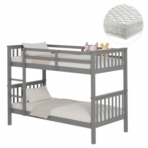 ΚΟΥΚΕΤΑ ΠΑΙΔΙΚΗ ΜΕ 2 ΣΤΡΩΜΑΤΑ LANTAI HM21307 02 ΞΥΛΟ ΠΕΥΚΟΥ ΓΚΡΙ--ΣΤΡΩΜΑΤΑ 90x190εκ c507010