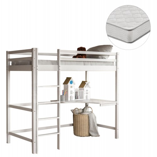 ΚΟΥΚΕΤΑ ΠΑΙΔΙΚΗ ΜΕ ΓΡΑΦΕΙΟ AKRON HM21311 01 ΞΥΛΟ ΠΕΥΚΟΥ ΛΕΥΚΟ--ME ΣΤΡΩΜΑ 90x190εκ c510874