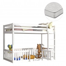 ΚΟΥΚΕΤΑ ΠΑΙΔΙΚΗ ΜΕ ΠΑΡΚΑΚΙ PLAYKID HM21312 01 ΞΥΛΟ ΠΕΥΚΟΥ ΛΕΥΚΟ--ME ΣΤΡΩΜΑ 90x190εκ c510876